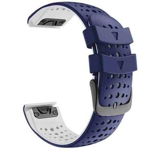 For Garmin Fenix 6 Two-color Silicone Round Hole Quick Release Watch Band(Blue White)