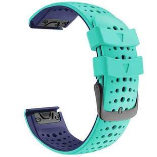For Garmin Fenix 6 Two-color Silicone Round Hole Quick Release Watch Band(Mint Green Blue)