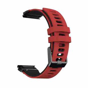 For Garmin Fenix 6X Two-color Silicone Quick Release Watch Band(Red Black)