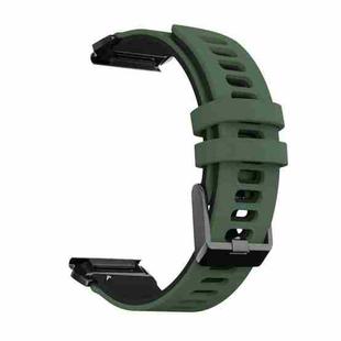 For Garmin Fenix 6X Two-color Silicone Quick Release Watch Band(Army Green Black)