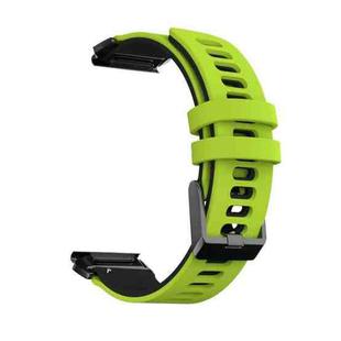 For Garmin Fenix 6X Two-color Silicone Quick Release Watch Band(Lime Green Black)