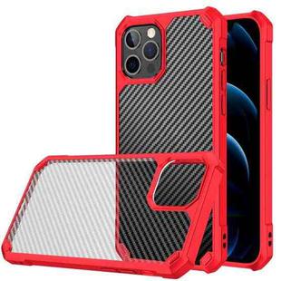 For iPhone 12 Pro Max Carbon Fiber Acrylic Shockproof Protective Case(Red)