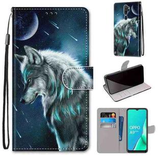 For OPPO A9 (2020) / A5 (2020) / A11X / A11 Coloured Drawing Cross Texture Horizontal Flip PU Leather Case with Holder & Card Slots & Wallet & Lanyard(Pensive Wolf)