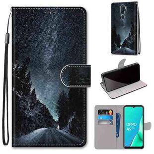 For OPPO A9 (2020) / A5 (2020) / A11X / A11 Coloured Drawing Cross Texture Horizontal Flip PU Leather Case with Holder & Card Slots & Wallet & Lanyard(Mountain Road Starry Sky)