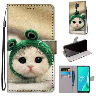 For OPPO A9 (2020) / A5 (2020) / A11X / A11 Coloured Drawing Cross Texture Horizontal Flip PU Leather Case with Holder & Card Slots & Wallet & Lanyard(Frog Kitten)
