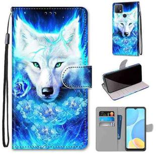 For OPPO A15 / A15s Coloured Drawing Cross Texture Horizontal Flip PU Leather Case with Holder & Card Slots & Wallet & Lanyard(Dick Rose Wolf)