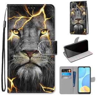 For OPPO A15 / A15s Coloured Drawing Cross Texture Horizontal Flip PU Leather Case with Holder & Card Slots & Wallet & Lanyard(Fission Lion)