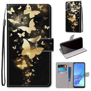 For OPPO A53 4G(2020) / A53s / A32 / A33 (2020) Coloured Drawing Cross Texture Horizontal Flip PU Leather Case with Holder & Card Slots & Wallet & Lanyard(Golden Butterfly Group)