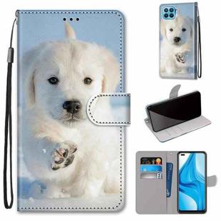For OPPO F17 Pro / A93 4G / Reno4 Lite / Reno4 F Coloured Drawing Cross Texture Horizontal Flip PU Leather Case with Holder & Card Slots & Wallet & Lanyard(Snow Puppy)