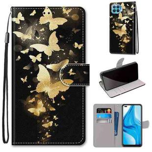For OPPO F17 Pro / A93 4G / Reno4 Lite / Reno4 F Coloured Drawing Cross Texture Horizontal Flip PU Leather Case with Holder & Card Slots & Wallet & Lanyard(Golden Butterfly Group)