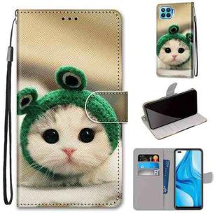 For OPPO F17 Pro / A93 4G / Reno4 Lite / Reno4 F Coloured Drawing Cross Texture Horizontal Flip PU Leather Case with Holder & Card Slots & Wallet & Lanyard(Frog Kitten)