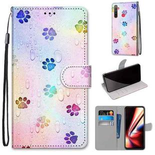 For OPPO Realme 5 / 5s / 5i / C3 / C3i / 6i / Narzo10 / 10A / 20A Coloured Drawing Cross Texture Horizontal Flip PU Leather Case with Holder & Card Slots & Wallet & Lanyard(Footprint Water Drops)