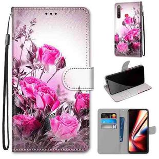 For OPPO Realme 5 / 5s / 5i / C3 / C3i / 6i / Narzo10 / 10A / 20A Coloured Drawing Cross Texture Horizontal Flip PU Leather Case with Holder & Card Slots & Wallet & Lanyard(Wild Rose)