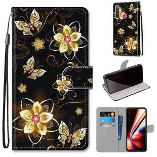 For OPPO Realme 5 / 5s / 5i / C3 / C3i / 6i / Narzo10 / 10A / 20A Coloured Drawing Cross Texture Horizontal Flip PU Leather Case with Holder & Card Slots & Wallet & Lanyard(Gold Diamond Butterfly)