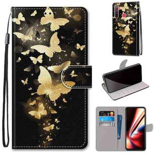 For OPPO Realme 5 / 5s / 5i / C3 / C3i / 6i / Narzo10 / 10A / 20A Coloured Drawing Cross Texture Horizontal Flip PU Leather Case with Holder & Card Slots & Wallet & Lanyard(Golden Butterfly Group)