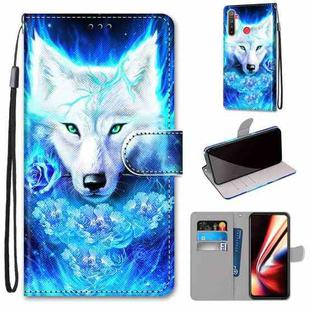 For OPPO Realme 5 / 5s / 5i / C3 / C3i / 6i / Narzo10 / 10A / 20A Coloured Drawing Cross Texture Horizontal Flip PU Leather Case with Holder & Card Slots & Wallet & Lanyard(Dick Rose Wolf)