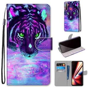 For OPPO Realme 5 / 5s / 5i / C3 / C3i / 6i / Narzo10 / 10A / 20A Coloured Drawing Cross Texture Horizontal Flip PU Leather Case with Holder & Card Slots & Wallet & Lanyard(Tiger Drinking Water)