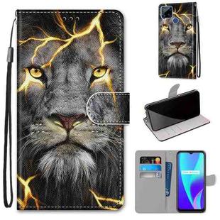 For OPPO Realme C15 / C12 / C25 / 7i (Global) / Narzo 20 / 30A Coloured Drawing Cross Texture Horizontal Flip PU Leather Case with Holder & Card Slots & Wallet & Lanyard(Fission Lion)