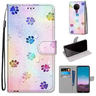 For Nokia 5.4 Coloured Drawing Cross Texture Horizontal Flip PU Leather Case with Holder & Card Slots & Wallet & Lanyard(Footprint Water Drops)