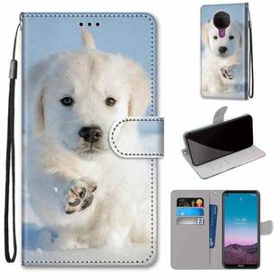 For Nokia 5.4 Coloured Drawing Cross Texture Horizontal Flip PU Leather Case with Holder & Card Slots & Wallet & Lanyard(Snow Puppy)