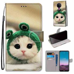 For Nokia 5.4 Coloured Drawing Cross Texture Horizontal Flip PU Leather Case with Holder & Card Slots & Wallet & Lanyard(Frog Kitten)