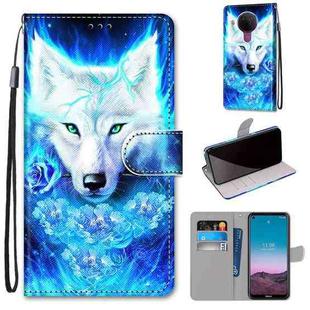 For Nokia 5.4 Coloured Drawing Cross Texture Horizontal Flip PU Leather Case with Holder & Card Slots & Wallet & Lanyard(Dick Rose Wolf)