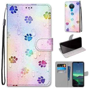 For Nokia 1.4 Coloured Drawing Cross Texture Horizontal Flip PU Leather Case with Holder & Card Slots & Wallet & Lanyard(Footprint Water Drops)