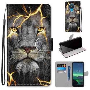 For Nokia 1.4 Coloured Drawing Cross Texture Horizontal Flip PU Leather Case with Holder & Card Slots & Wallet & Lanyard(Fission Lion)