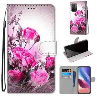 For Xiaomi Redmi K40 / K40 Pro / K40 Pro+ / Mi 11i / Poco F3 Coloured Drawing Cross Texture Horizontal Flip PU Leather Case with Holder & Card Slots & Wallet & Lanyard(Wild Rose)