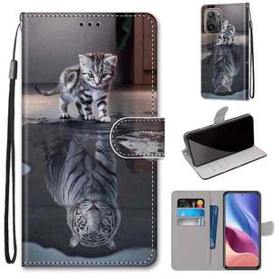 For Xiaomi Redmi K40 / K40 Pro / K40 Pro+ / Mi 11i / Poco F3 Coloured Drawing Cross Texture Horizontal Flip PU Leather Case with Holder & Card Slots & Wallet & Lanyard(Cat Becomes Tiger)