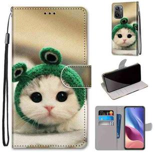 For Xiaomi Redmi K40 / K40 Pro / K40 Pro+ / Mi 11i / Poco F3 Coloured Drawing Cross Texture Horizontal Flip PU Leather Case with Holder & Card Slots & Wallet & Lanyard(Frog Kitten)