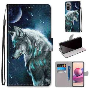 For Xiaomi Redmi Note 10 4G / Note 10s Coloured Drawing Cross Texture Horizontal Flip PU Leather Case with Holder & Card Slots & Wallet & Lanyard(Pensive Wolf)