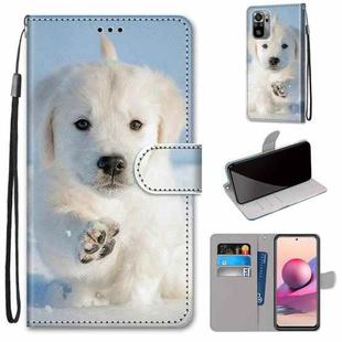 For Xiaomi Redmi Note 10 4G / Note 10s Coloured Drawing Cross Texture Horizontal Flip PU Leather Case with Holder & Card Slots & Wallet & Lanyard(Snow Puppy)