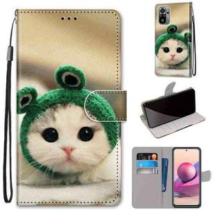 For Xiaomi Redmi Note 10 4G / Note 10s Coloured Drawing Cross Texture Horizontal Flip PU Leather Case with Holder & Card Slots & Wallet & Lanyard(Frog Kitten)