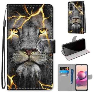 For Xiaomi Redmi Note 10 4G / Note 10s Coloured Drawing Cross Texture Horizontal Flip PU Leather Case with Holder & Card Slots & Wallet & Lanyard(Fission Lion)