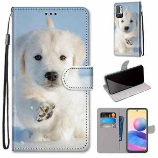 For Xiaomi Redmi Note 10 5G Coloured Drawing Cross Texture Horizontal Flip PU Leather Case with Holder & Card Slots & Wallet & Lanyard(Snow Puppy)