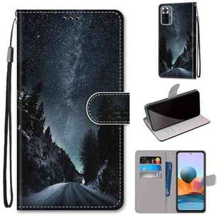 For Xiaomi Redmi Note 10 Pro Max / Note 10 Pro Coloured Drawing Cross Texture Horizontal Flip PU Leather Case with Holder & Card Slots & Wallet & Lanyard(Mountain Road Starry Sky)