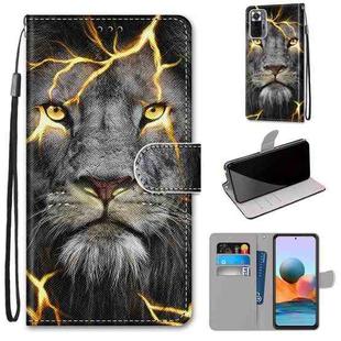 For Xiaomi Redmi Note 10 Pro Max / Note 10 Pro Coloured Drawing Cross Texture Horizontal Flip PU Leather Case with Holder & Card Slots & Wallet & Lanyard(Fission Lion)