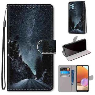 For Samsung Galaxy A32 4G / A32 Lite Coloured Drawing Cross Texture Horizontal Flip PU Leather Case with Holder & Card Slots & Wallet & Lanyard(Mountain Road Starry Sky)