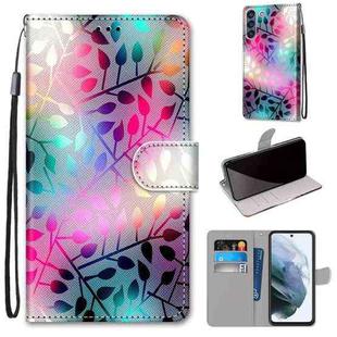 For Samsung Galaxy S21 FE Coloured Drawing Cross Texture Horizontal Flip PU Leather Case with Holder & Card Slots & Wallet & Lanyard(Translucent Glass)