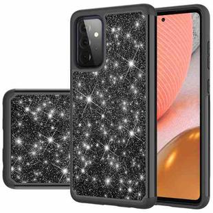For Samsung Galaxy A72 5G / 4G Glitter Powder Contrast Skin Shockproof Silicone + PC Protective Case(Black)