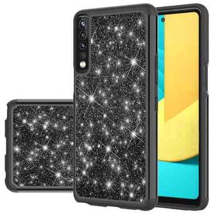 For LG Stylo 7 4G Glitter Powder Contrast Skin Shockproof Silicone + PC Protective Case(Black)