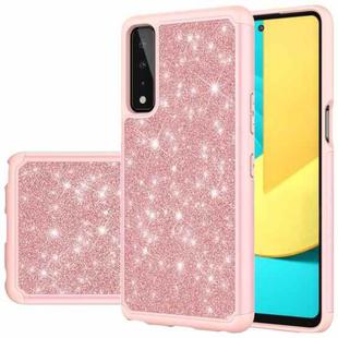 For LG Stylo 7 5G Glitter Powder Contrast Skin Shockproof Silicone + PC Protective Case(Rose Gold)