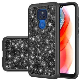 For Motorola Moto G Play (2021) Glitter Powder Contrast Skin Shockproof Silicone + PC Protective Case(Black)