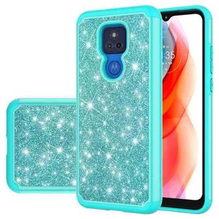 For Motorola Moto G Play (2021) Glitter Powder Contrast Skin Shockproof Silicone + PC Protective Case(Green)