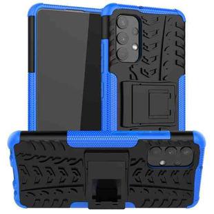For Samsung Galaxy A32 4G Tire Texture Shockproof TPU+PC Protective Case with Holder(Blue)