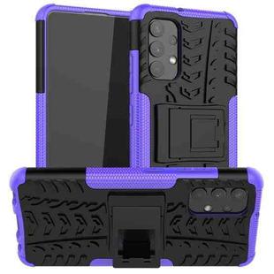 For Samsung Galaxy A32 4G Tire Texture Shockproof TPU+PC Protective Case with Holder(Purple)