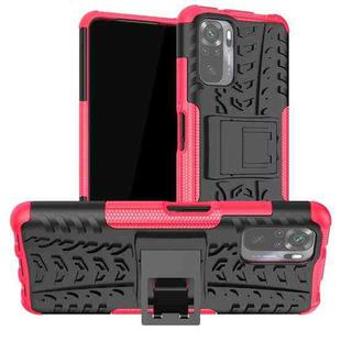 For Xiaomi Redmi Note 10 Tire Texture Shockproof TPU+PC Protective Case with Holder(Pink)