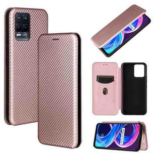For OPPO Realme 8 / 8 Pro Carbon Fiber Texture Horizontal Flip TPU + PC + PU Leather Case with Card Slot(Pink)