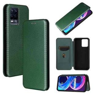 For OPPO Realme 8 / 8 Pro Carbon Fiber Texture Horizontal Flip TPU + PC + PU Leather Case with Card Slot(Green)